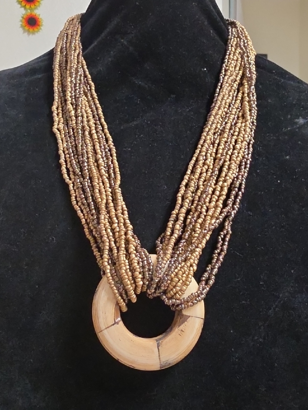 Torsade Style Bone And Seed Bead Statement Necklace